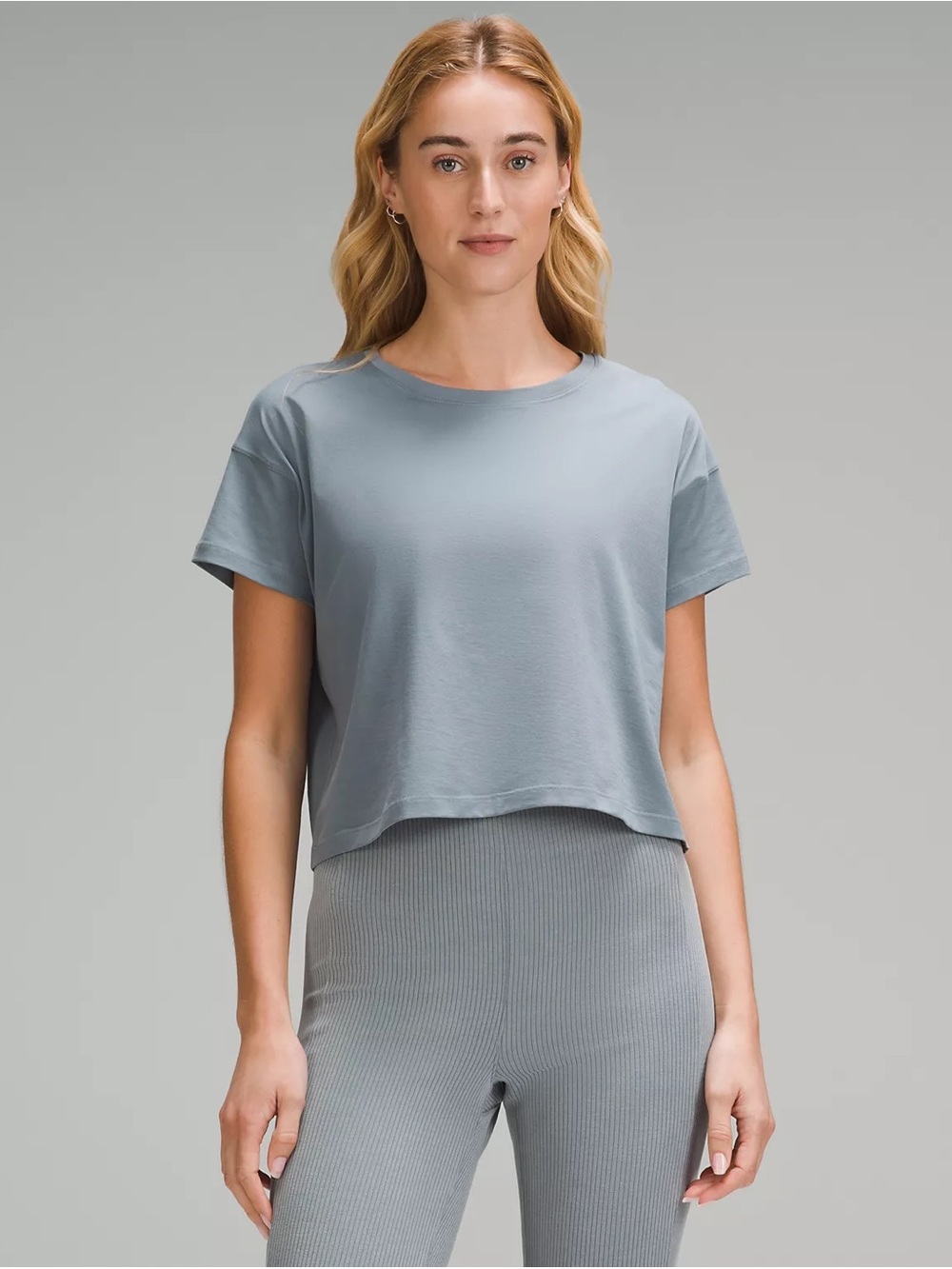 Lululemon Cates Cropped T-Shirt - Belgian Blue, Size 8